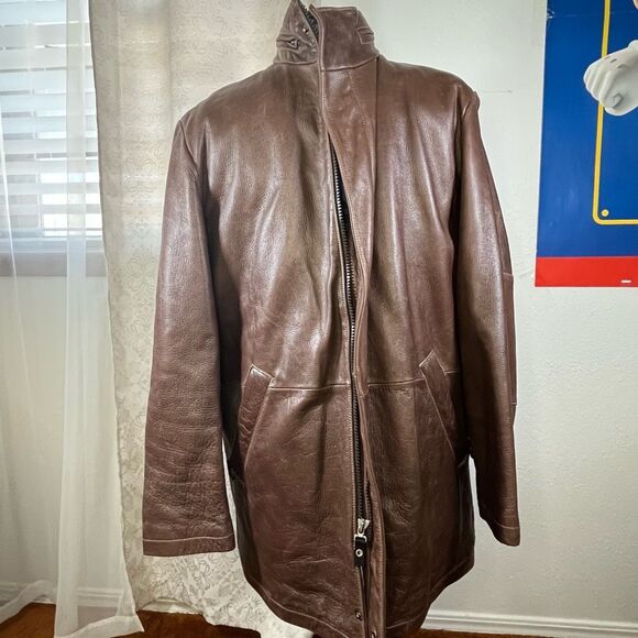 Wilson Pelle Jacket Mens Large Brown Leather - Picture 1 of 11